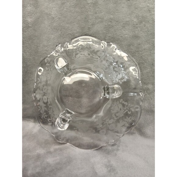 Vintage Crystal Footed Floral Etched Candy Bowls - Picture 2 of 10